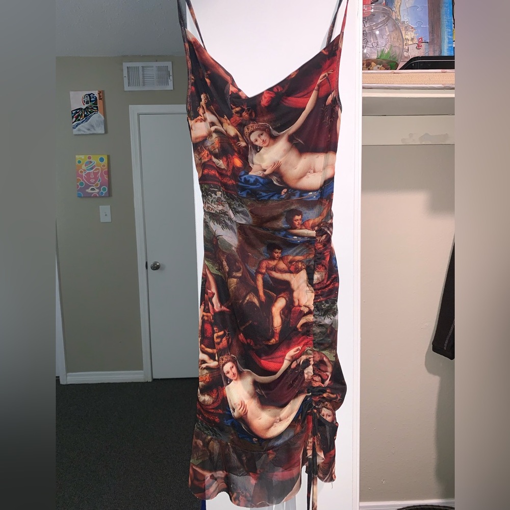 Angel design scoop neck dress